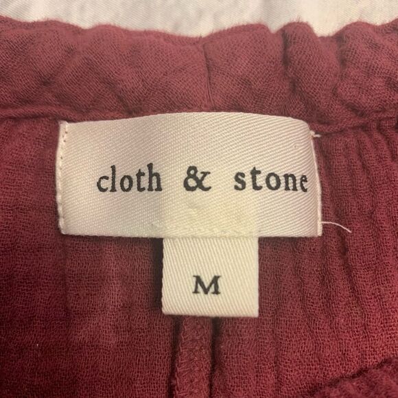 Cloth & Stone Maroon Tie Dye Muslin Top with Raw Fringe Hem Sz. M - Picture 7 of 11